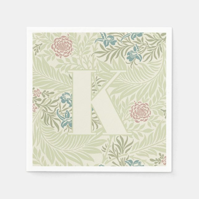 Guardanapo De Papel William Morris Teal Blue & Pink Larkspur Pattern (Frente)