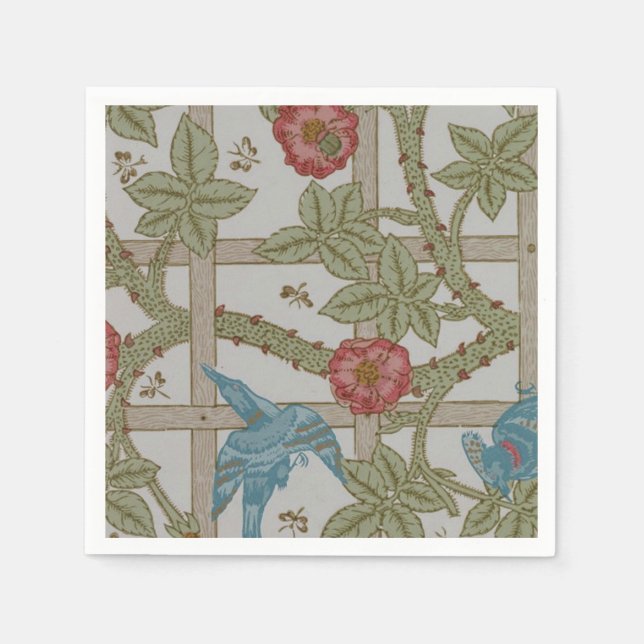 Guardanapo De Papel William Morris Trellis Wallpaper Art (Frente)