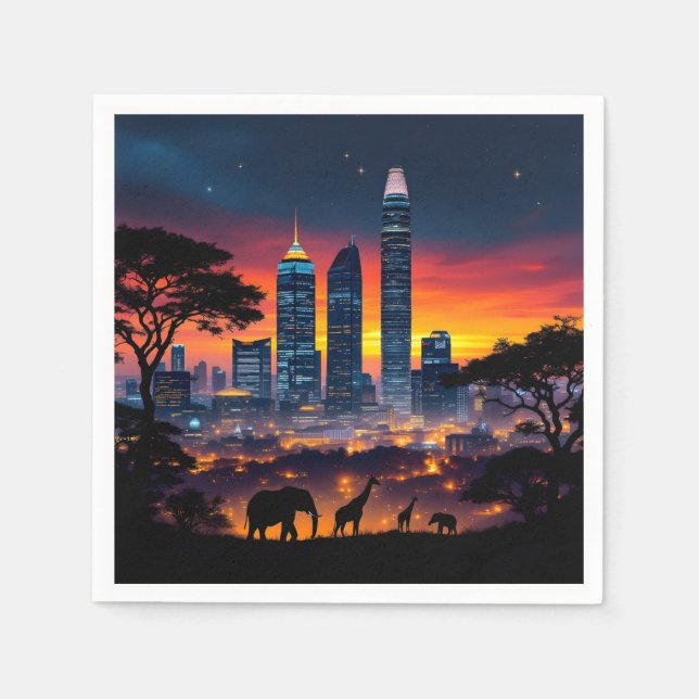 Guardanapo De Papel Willife City Skyline Sunset Napkins (Frente)