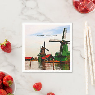 Guardanapo De Papel Windmills Neerlandeses, Zaanse Schans, Holanda Nap