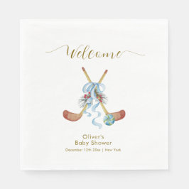 Guardanapo De Papel Winter All Star Hockey Baby Shower Welcome 
