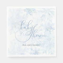 Guardanapo De Papel Winter Baby Shower Boy Blue Snowflake