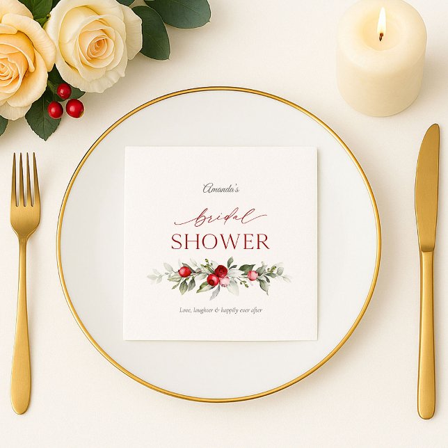 Guardanapo De Papel Winter Berry Bridal Shower Napkin (Criador carregado)