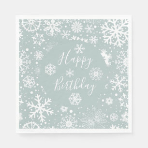 Guardanapo De Papel Winter Birday Paper Napkins Happy Birthday Snow