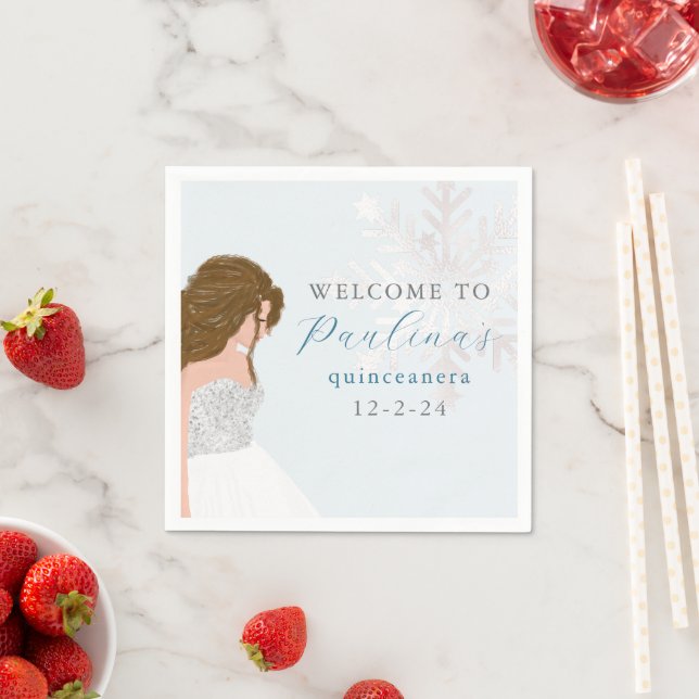 Guardanapo De Papel Winter Blue Mis Quince 15 Birthday Quinceañera (Insitu)