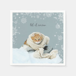 Guardanapo De Papel Winter Cat Deixe-O Neve Paper Napkins