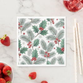 Guardanapo De Papel Winter Cherries Christmas Holiday Pattern