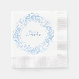 Guardanapo De Papel Winter Christmas Vintage Blue Botanical Pattern.