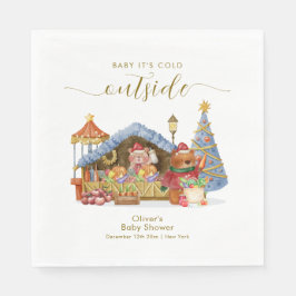 Guardanapo De Papel Winter Farmer Market Teddy Bear Baby Shower 