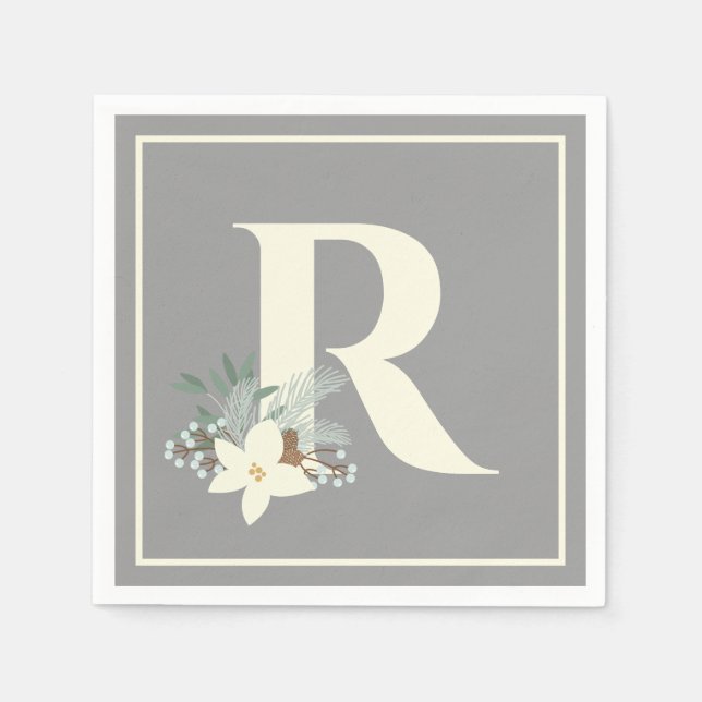 Guardanapo De Papel Winter Foliage Monogramas Napkins (Frente)