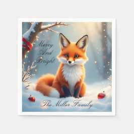Guardanapo De Papel Winter Fox Christmas Paper Napkin – Customizable