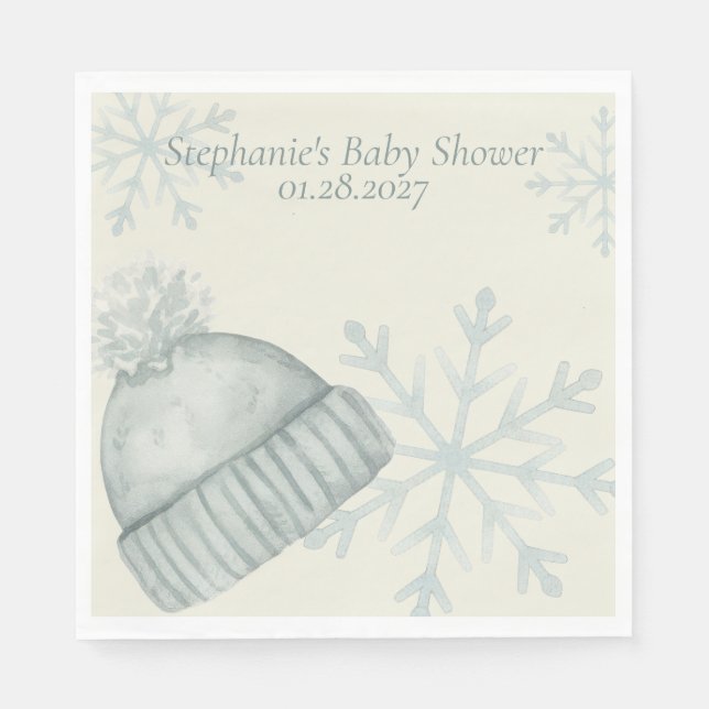 Guardanapo De Papel Winter Hat Snowflake Baby Shower Napkins (Frente)