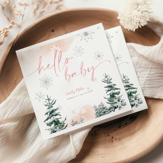 Guardanapo De Papel Winter Hello Baby Napkins, Chá de fraldas (Criador carregado)