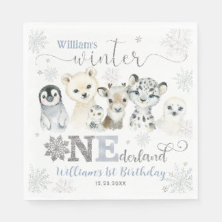 Guardanapo De Papel Winter Onederland Arctic Animals Snow 1st Birthday