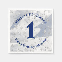 Winter ONEderland Blue First Birthday Snowflakes