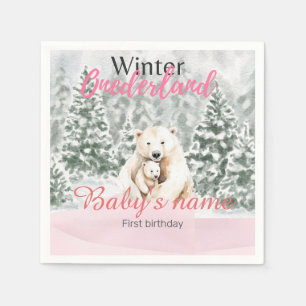 Guardanapo De Papel Winter Onederland First Birday Bear Snowy Forest