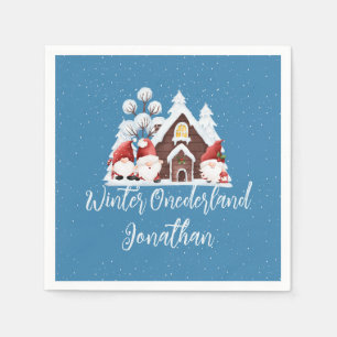 Guardanapo De Papel Winter Onederland First Birthday Cute gnomos