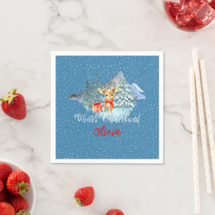 Guardanapo De Papel Winter Onederland First Birthday Cute Reindeer