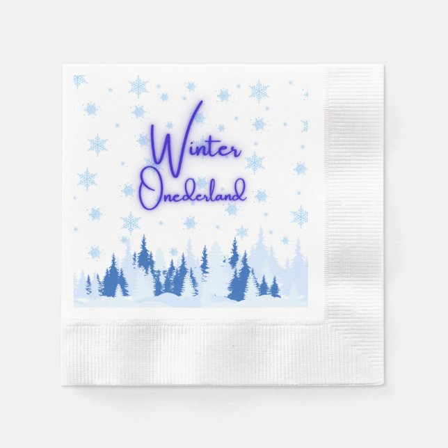 Guardanapo De Papel Winter Onederland First Birthday Party Napkins (Frente)