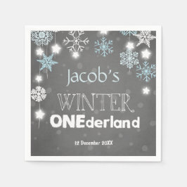 Guardanapo De Papel Winter onederland Paper Napkin Blue Boy Snowflake