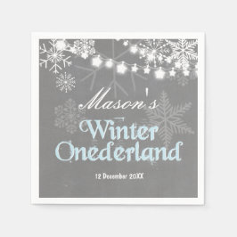Guardanapo De Papel Winter onederland Paper Napkin Blue boy Snowflake