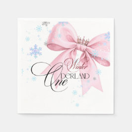 Guardanapo De Papel Winter ONEderland Pink Bow 1st Birthday Party