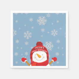 Guardanapo De Papel Winter Onederland, primeiro aniversário, azul e pr