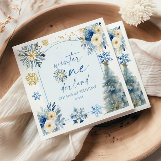 Guardanapo De Papel Winter Onederland Snowflake Party (Festa de primei (Criador carregado)