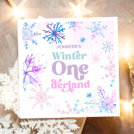 Guardanapo De Papel Winter Onederland Snowflakes Girl Snow Birday