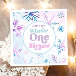 Guardanapo De Papel Winter Onederland Snowflakes Girl Snow Birday
