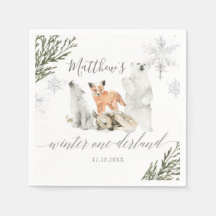 Guardanapo De Papel Winter Onederland Woodland Animal Birday Paper