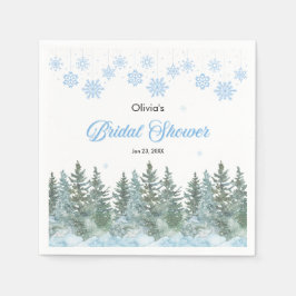 Guardanapo De Papel Winter Pine Trees Snowflakes Bridal Shower