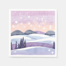 Guardanapo De Papel Winter Purple Hills Watercolor