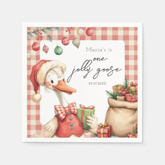 Guardanapo De Papel Winter Red Christmas Silly Goose  1st birthday