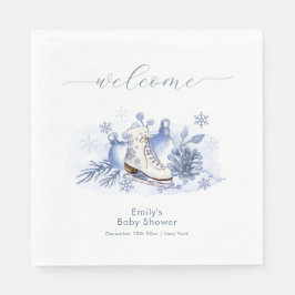 Guardanapo De Papel Winter Snowflake Ice Skate Baby Shower Welcome