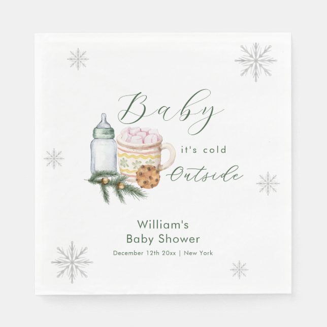 Guardanapo De Papel Winter Snowflake S'more Cookie Baby Shower  (Frente)