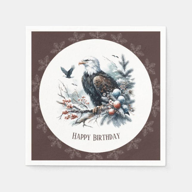 Guardanapo De Papel Winter Vibes Bald Eagle - Aniversário (Frente)