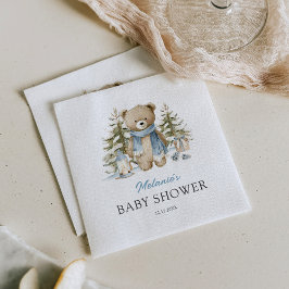 Guardanapo De Papel Winter Watercolor Bear Baby Shower