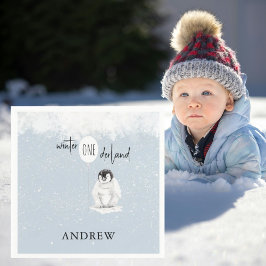 Guardanapo De Papel Winter Wonderland 1st Birthday Blue Paper Napkin