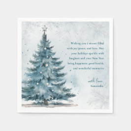 Guardanapo De Papel Winter Wonderland Blue Tree Christmas Party