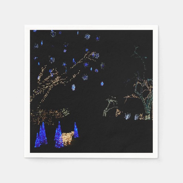 Guardanapo De Papel Winter Wonderland Lights Blue and White Holiday (Frente)
