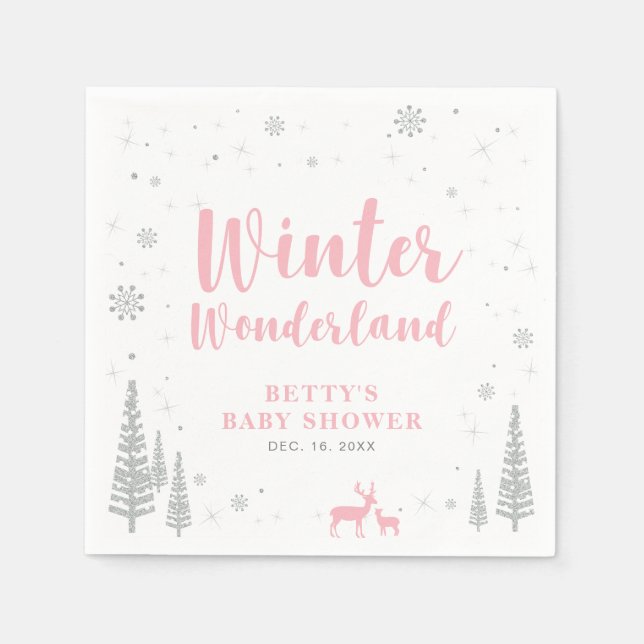 Guardanapo De Papel Winter Wonderland Snow Chá de fraldas Paper Napkin (Frente)