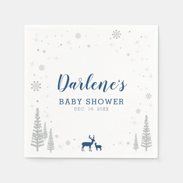 Guardanapo De Papel Winter Wonderland Snow Chá de fraldas Paper Napkin (Frente)