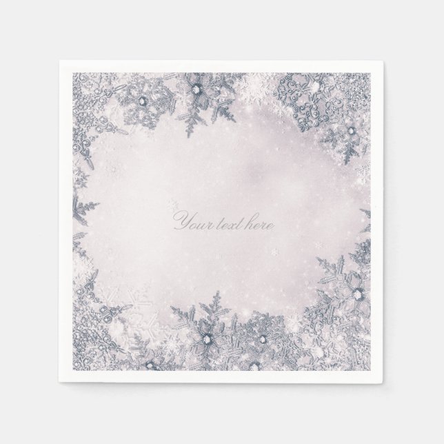 Guardanapo De Papel Winter Wonderland Snowflakes Blue White Elegant (Frente)
