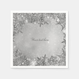 Guardanapo De Papel Winter Wonderland Snowflakes Pure Silver Elegant