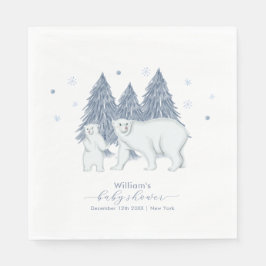 Guardanapo De Papel Winter Woodland Forest Polar Bear Baby Shower 