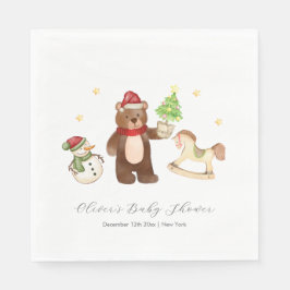 Guardanapo De Papel Winter Woodland Teddy Bear Snowman Baby Shower