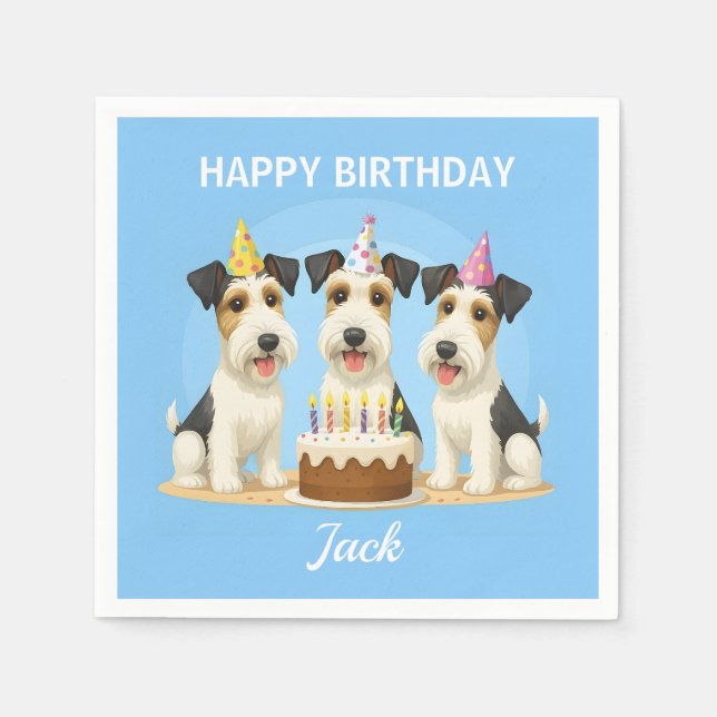 Guardanapo De Papel Wire Hair Fox Terriers Birthday Party (Frente)