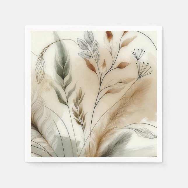 Guardanapo De Papel Wispy Greenery Modern Botanical Boho Weding (Frente)
