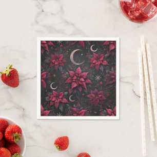 Guardanapo De Papel Witchy Dark Moon Poinsettia Découpage Napkins